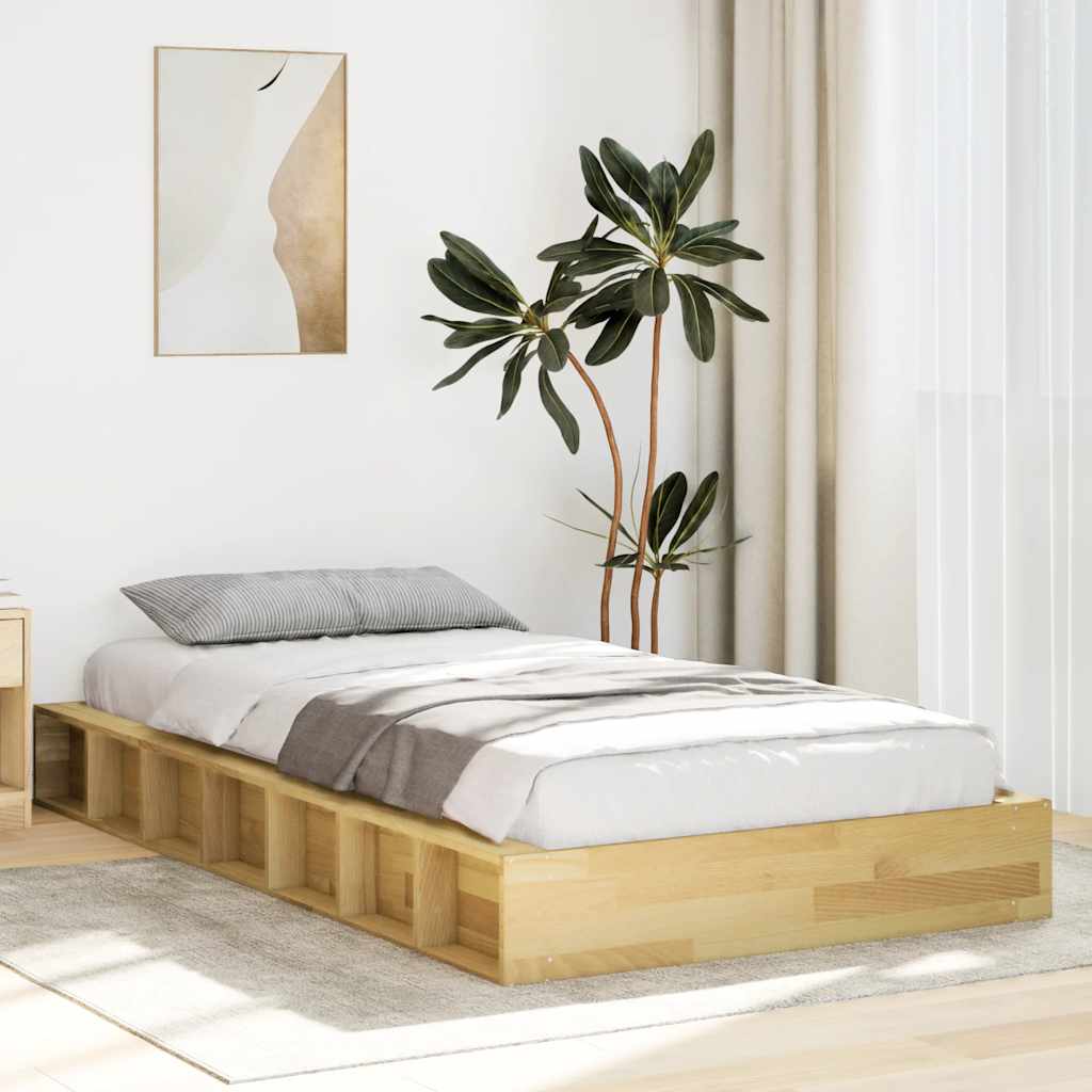 Vetonek Estructura de cama sin colchón 80x200 cm madera maciza roble