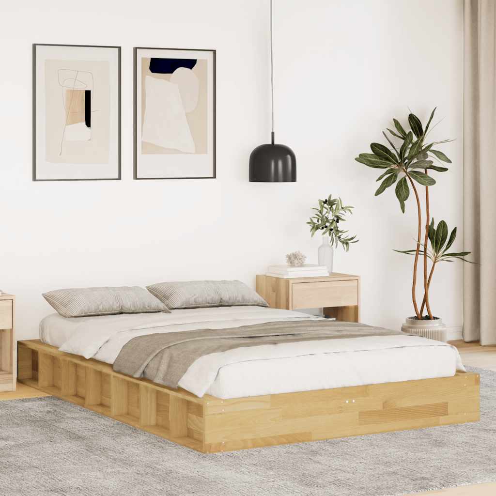 Vetonek Estructura de cama sin colchón 120x200 cm madera maciza roble