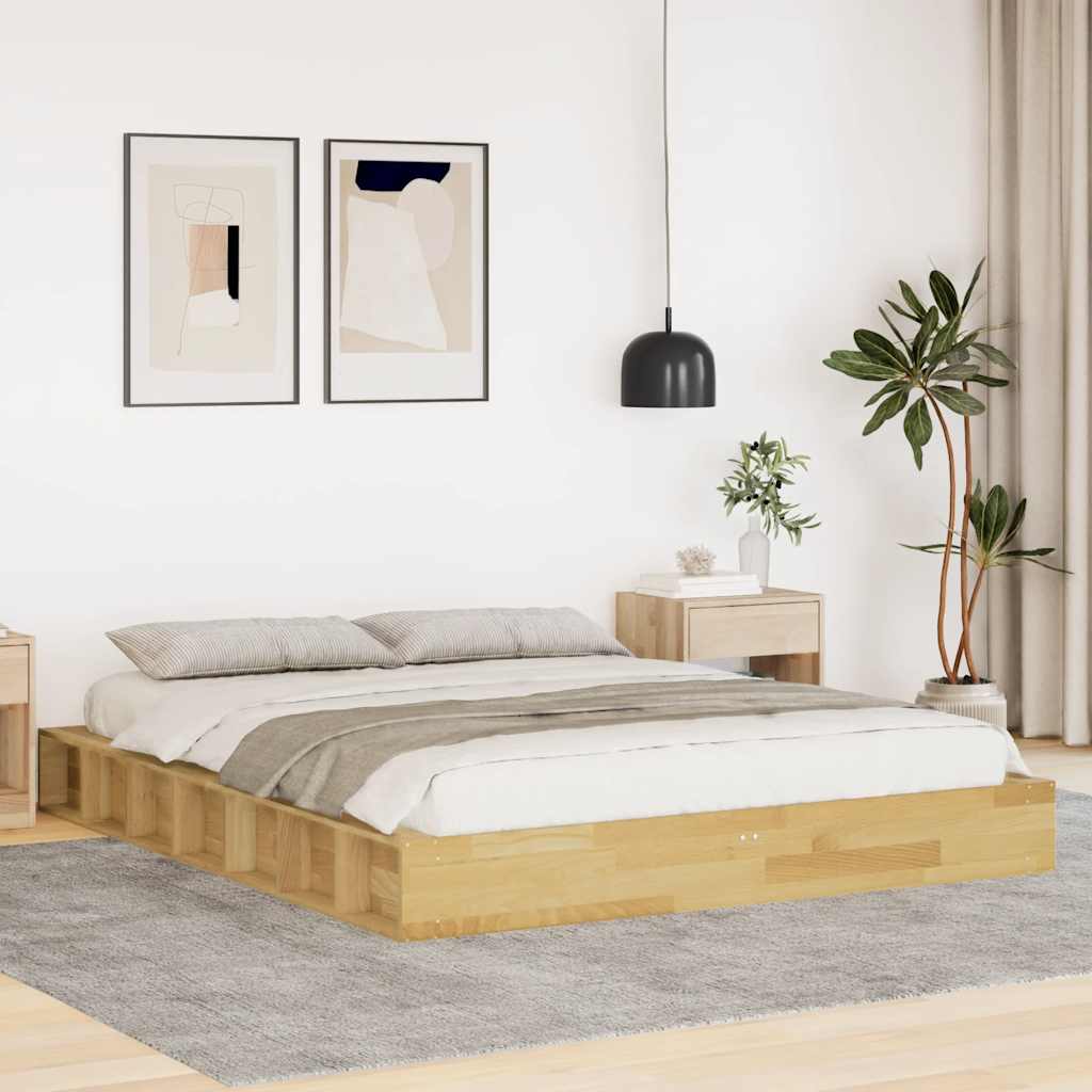 Vetonek Estructura de cama sin colchón 150x200 cm madera maciza roble