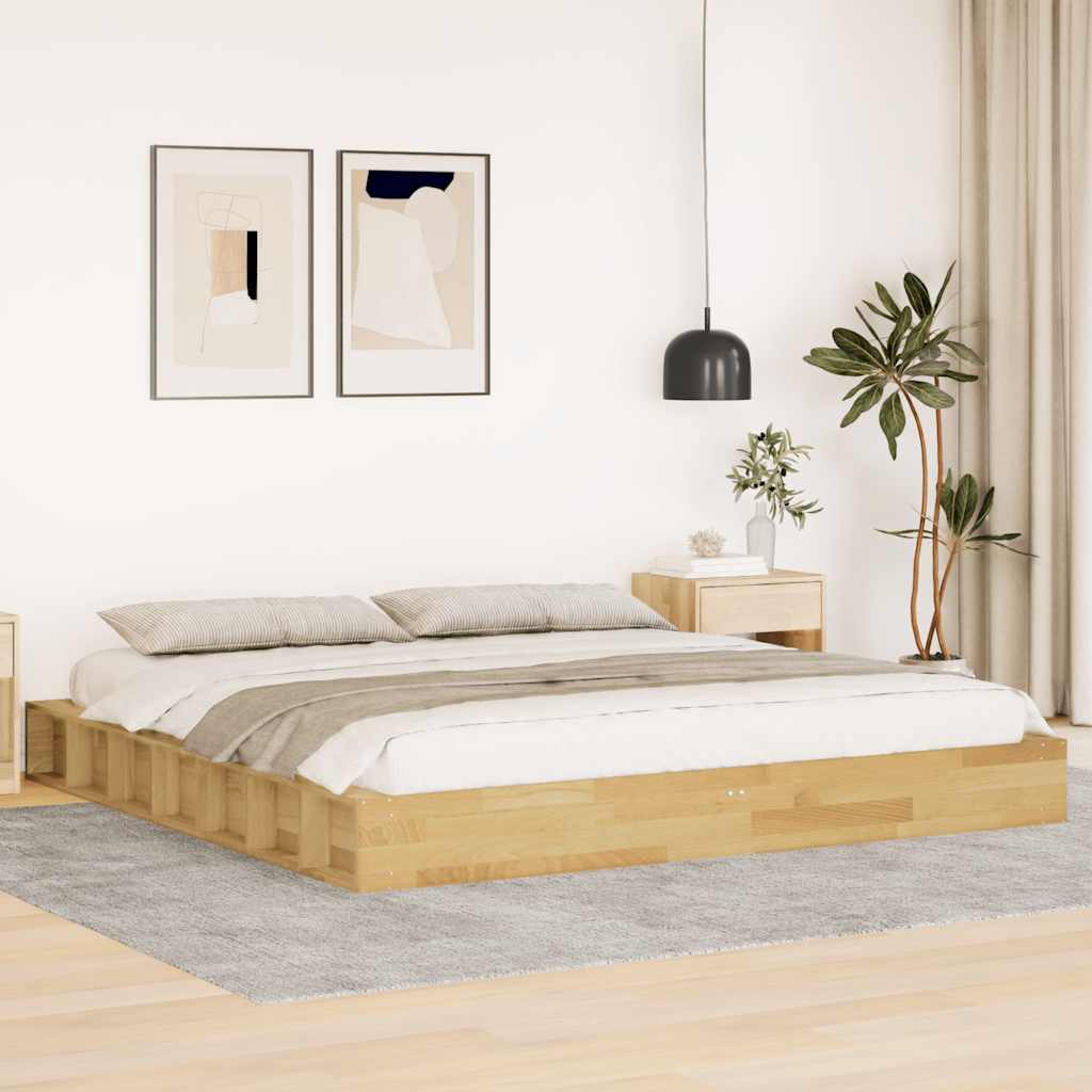 Vetonek Estructura de cama sin colchón 180x200 cm madera maciza roble