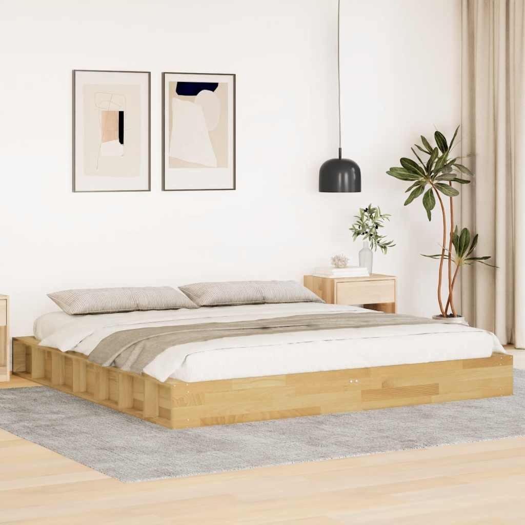 Vetonek Estructura de cama sin colchón 200x200 cm madera maciza roble