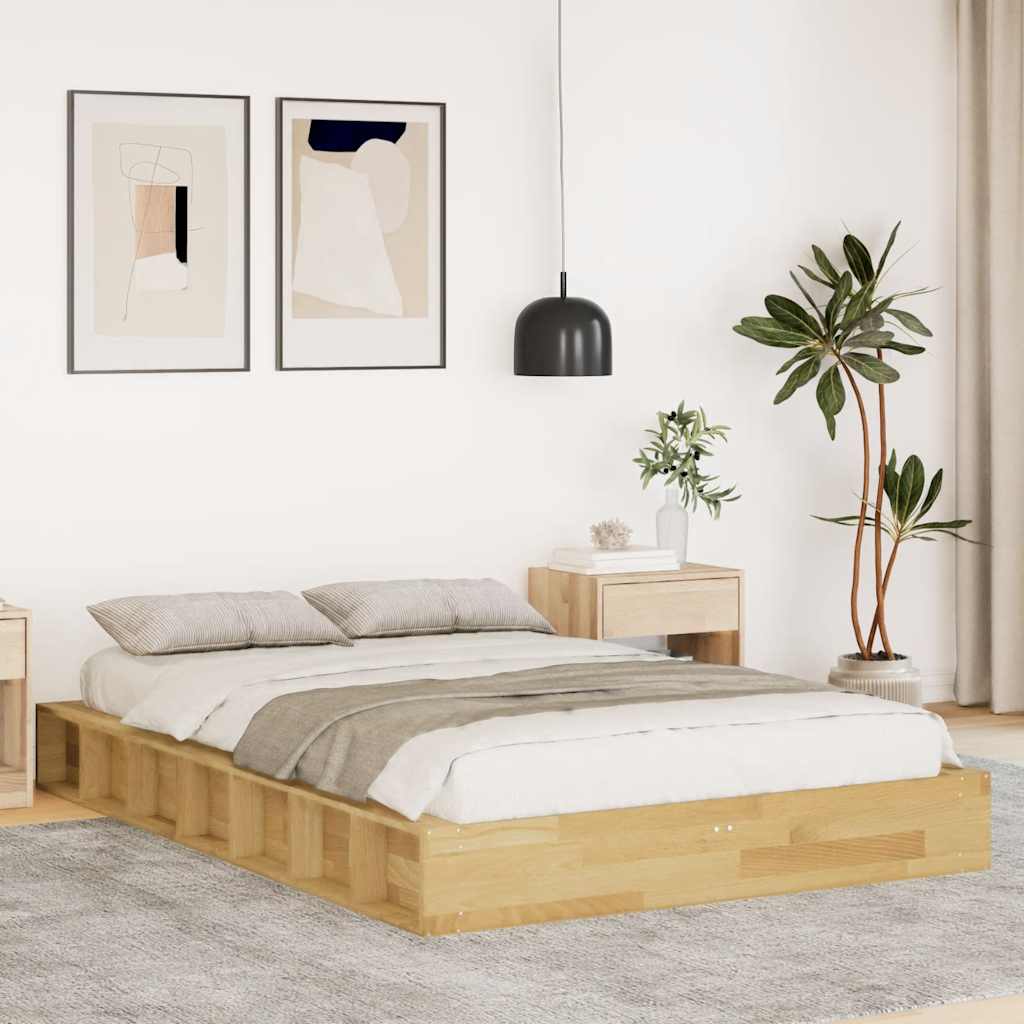 Vetonek Estructura de cama sin colchón 120x190 cm madera maciza roble