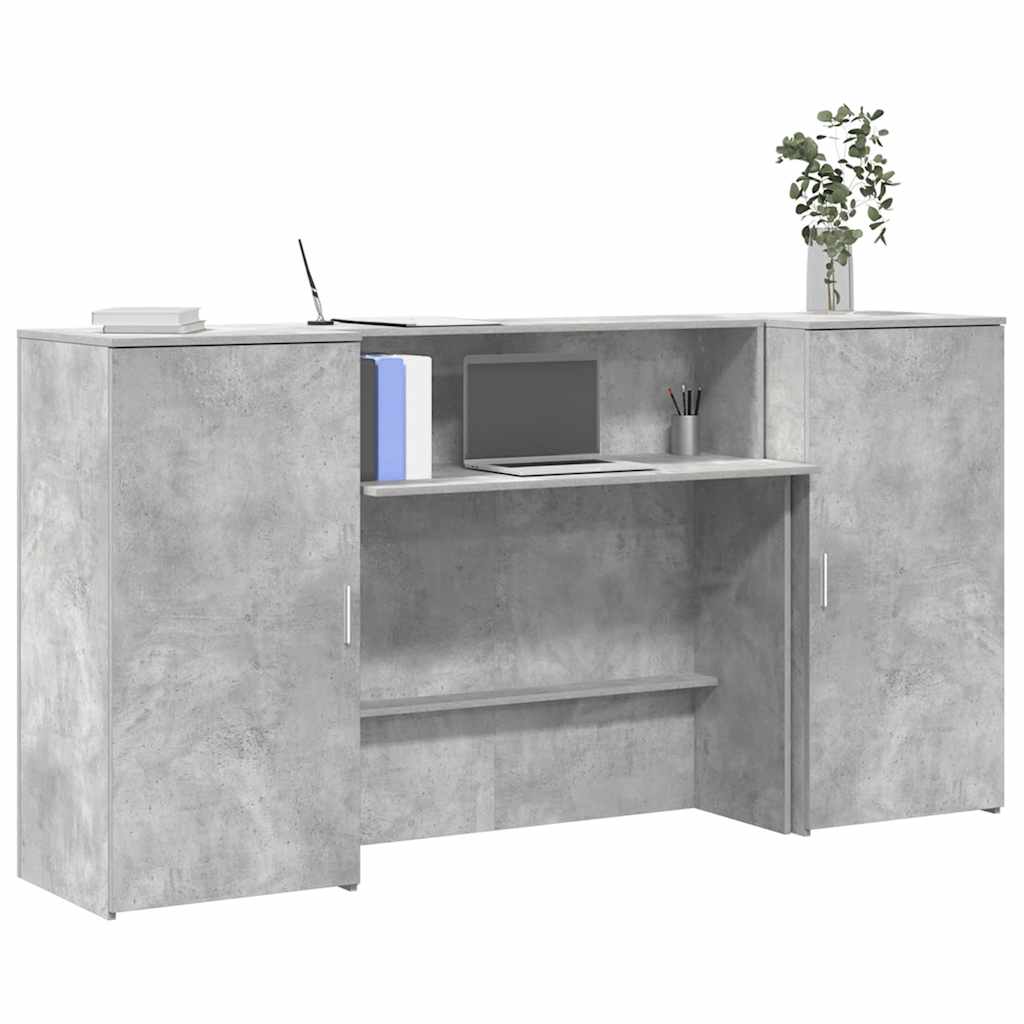 Vetonek Mostrador de recepción gris hormigón 200x50x103,5 cm