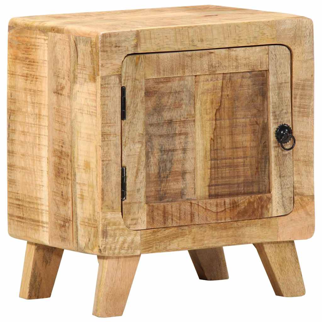 Vetonek Mesita de noche de madera maciza de mango rugosa 40x32x46 cm