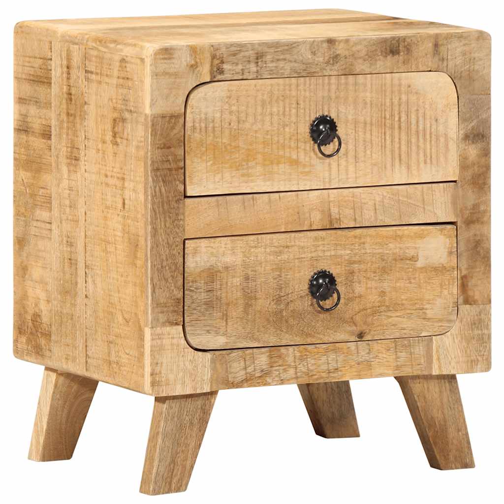 Vetonek Mesita de noche de madera maciza de mango rugosa 40x32x46 cm