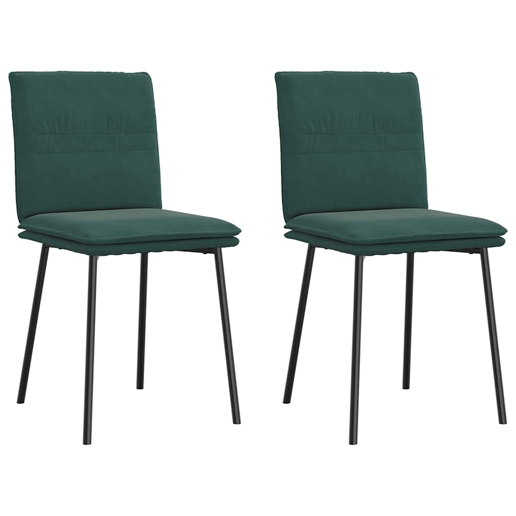 Vetonek Sillas de comedor 2 unidades terciopelo verde oscuro