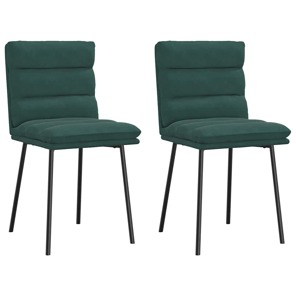 Vetonek Sillas de comedor 2 unidades terciopelo verde oscuro