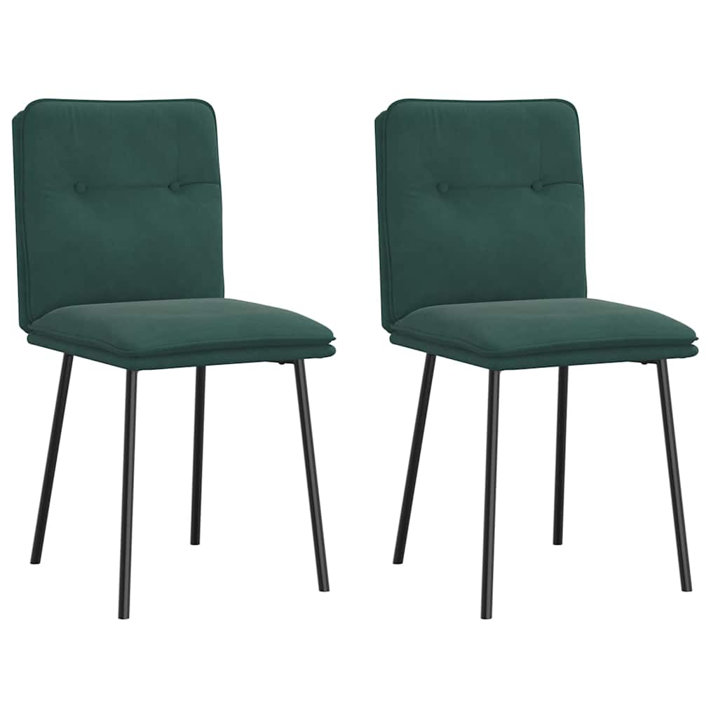 Vetonek Sillas de comedor 2 unidades terciopelo verde oscuro