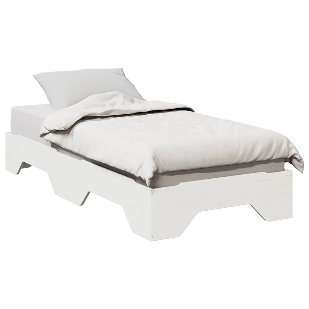 Vetonek Estructura de cama sin colchón apilable blanca 90x190 cm