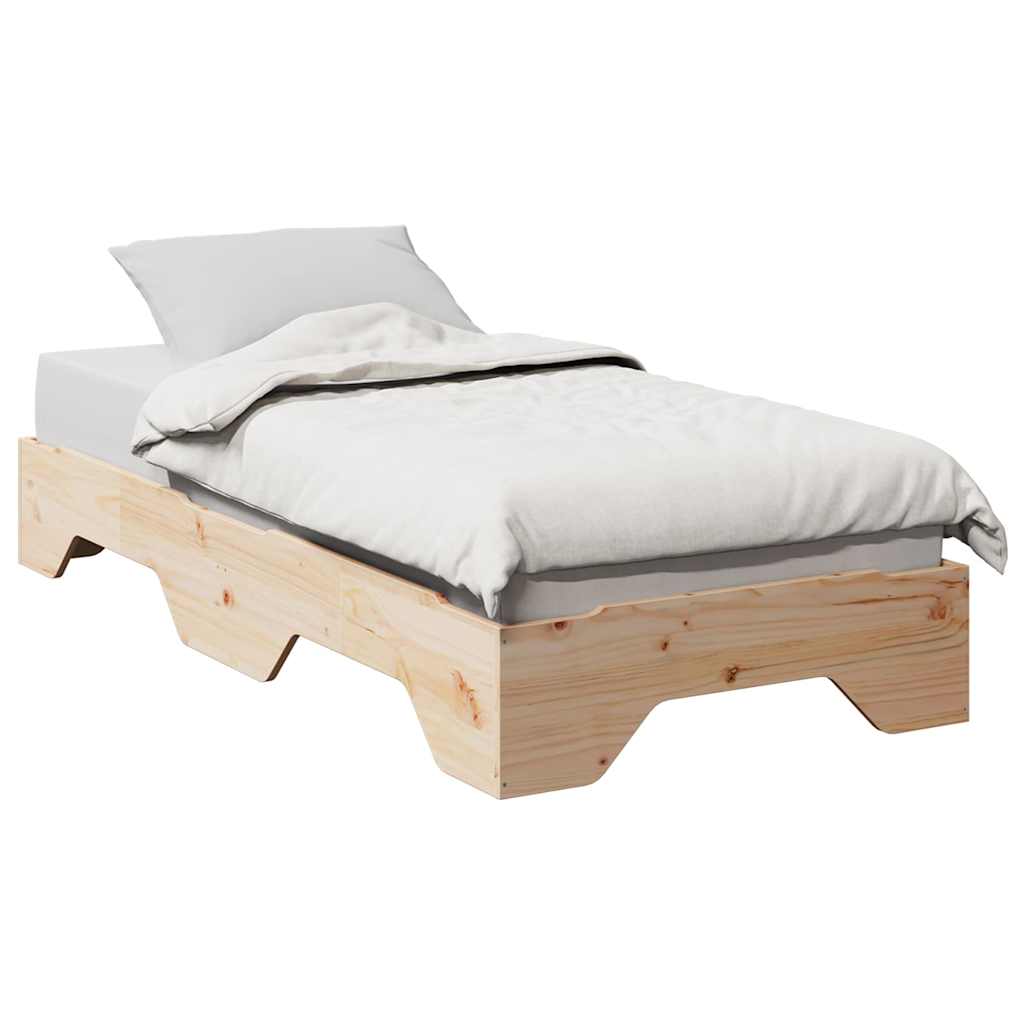 Vetonek Estructura de cama sin colchón apilable 75x190 cm madera maciza