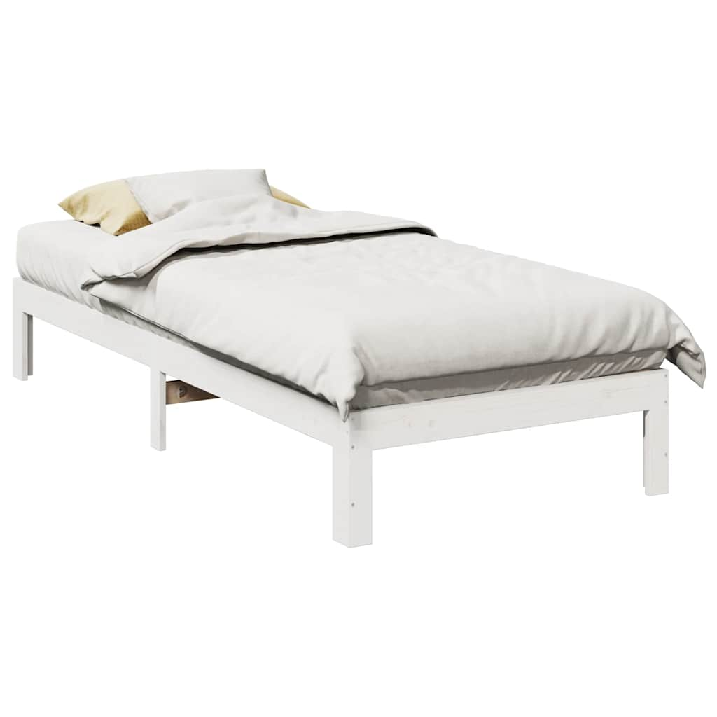 Vetonek Estructura de cama sin colchón madera de pino blanca 90x200 cm