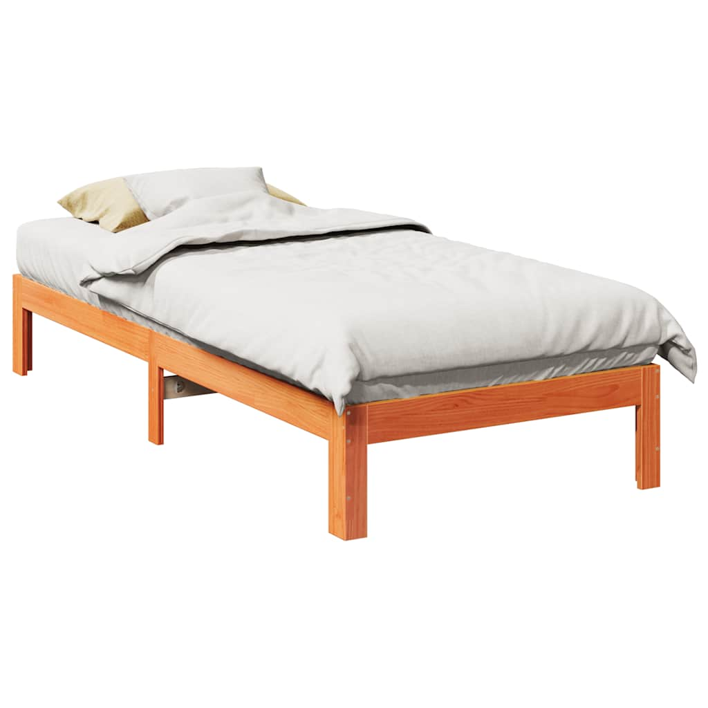 Vetonek Estructura de cama sin colchón madera de pino marrón 90x200 cm