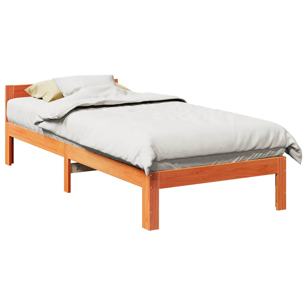 Vetonek Estructura de cama sin colchón madera de pino marrón 90x200 cm