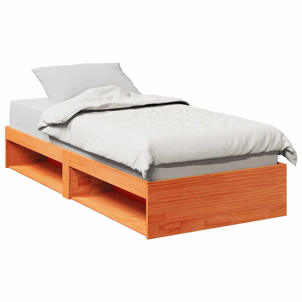 Vetonek Sofá cama sin colchón madera maciza pino marrón cera 90x190 cm