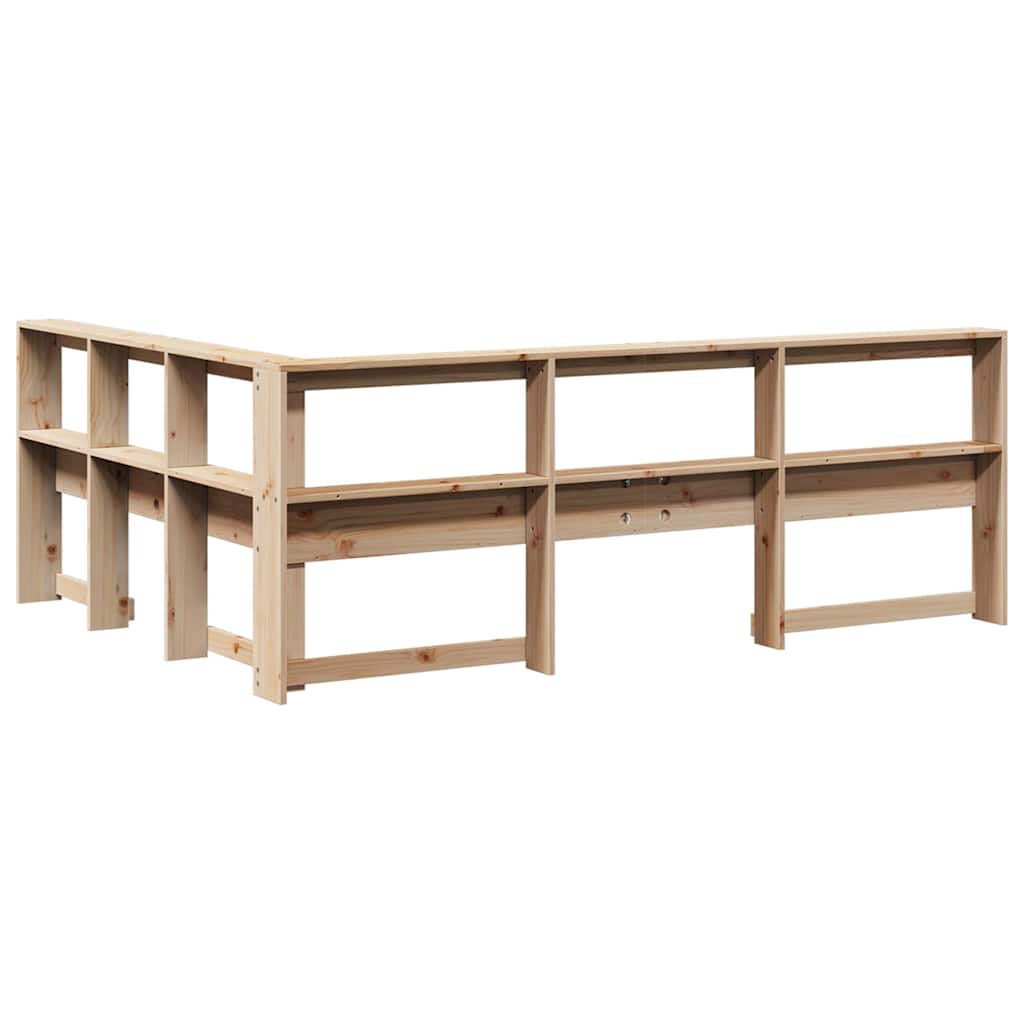 Cabecero librería en forma de L madera maciza de pino 160 cm V7338 Vetonek