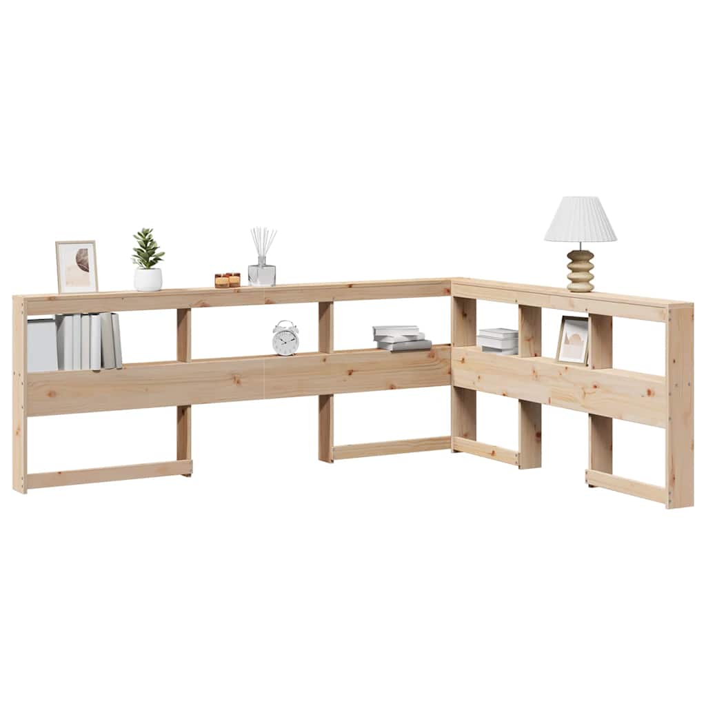 Cabecero librería en forma de L madera maciza de pino 160 cm V7338 Vetonek