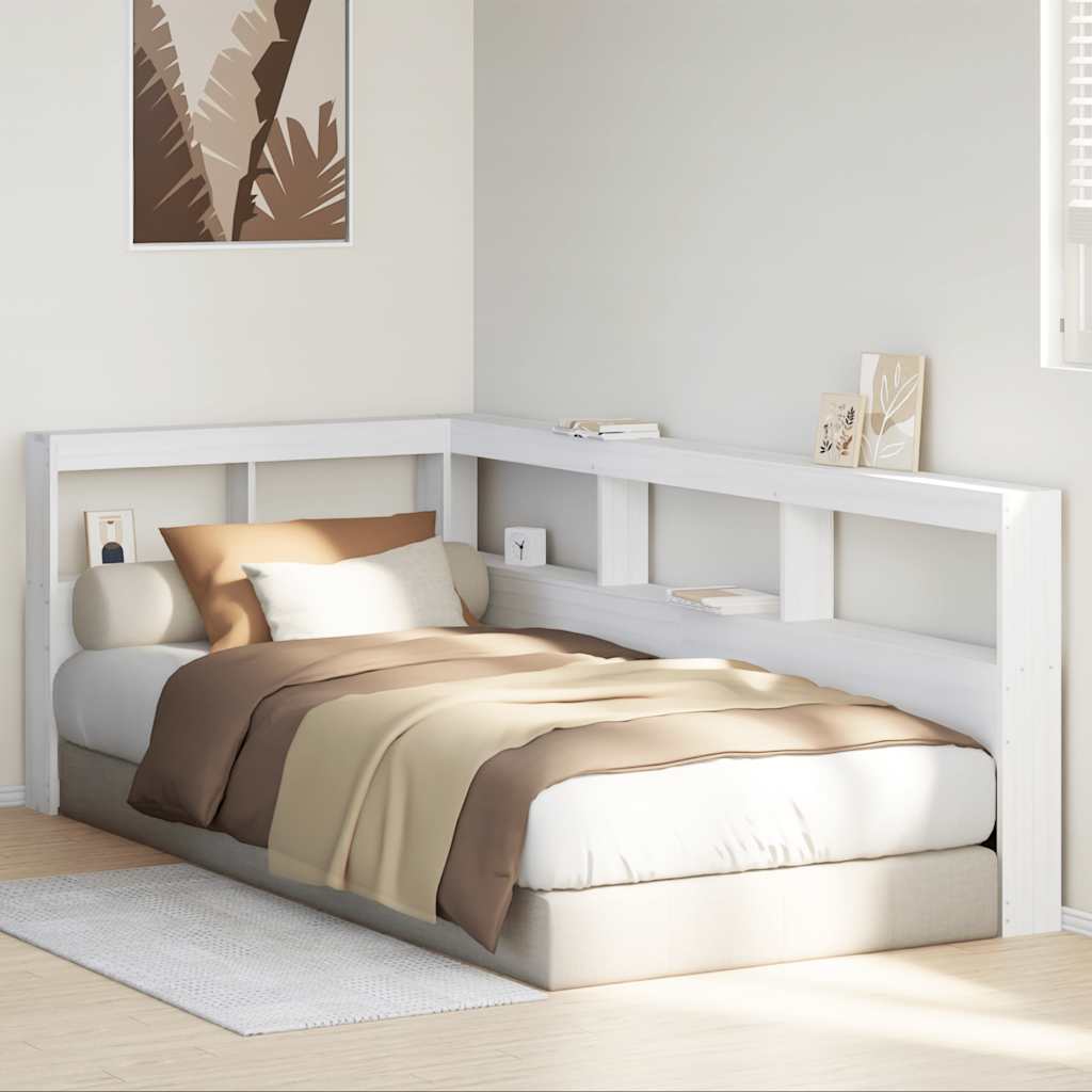 Cabecero librería en forma de L madera maciza pino blanco 90cm V7642 Vetonek