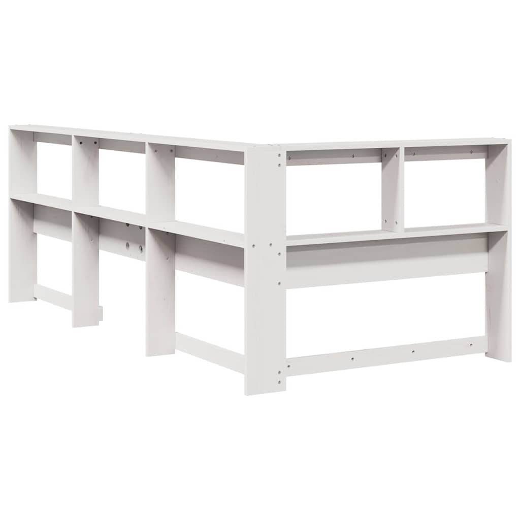 Cabecero librería en forma de L madera maciza pino blanco 90cm V7642 Vetonek