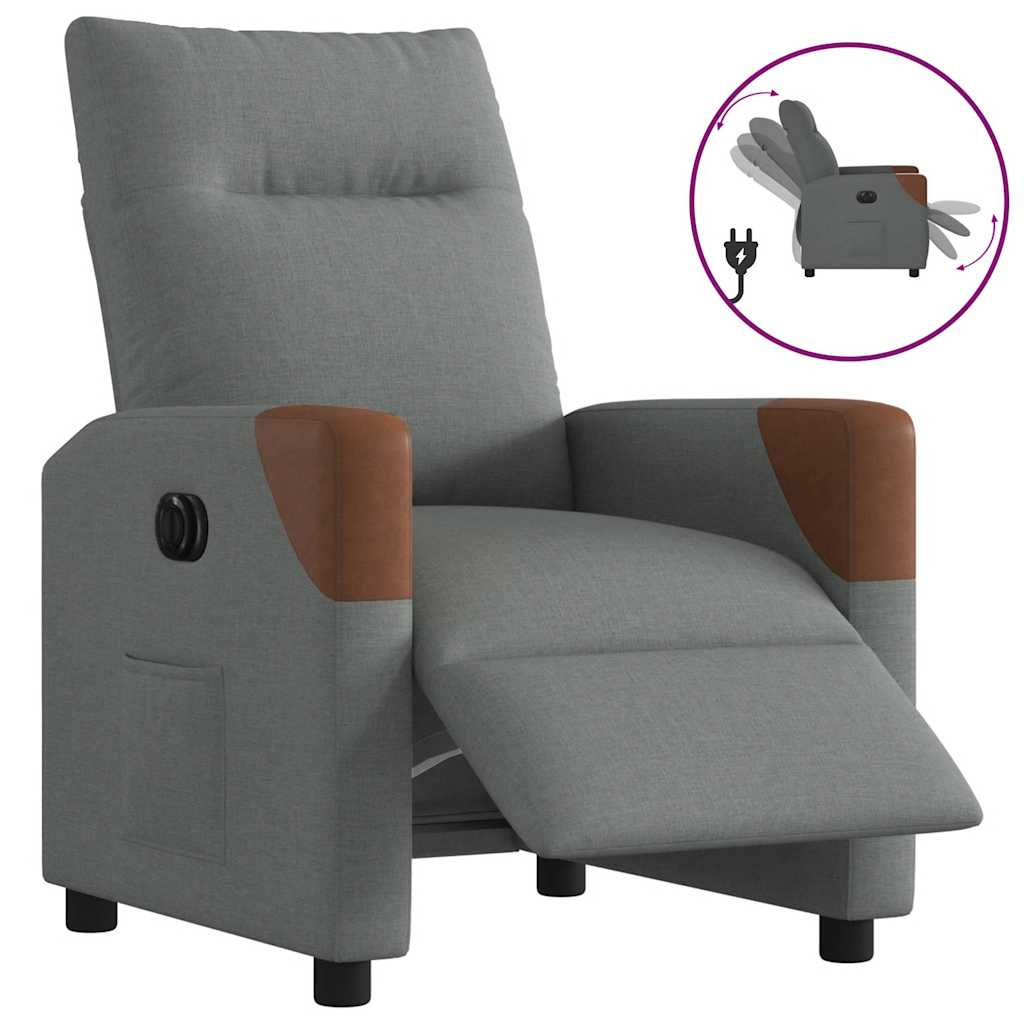 Vetonek Sillón reclinable eléctrico de tela gris oscuro