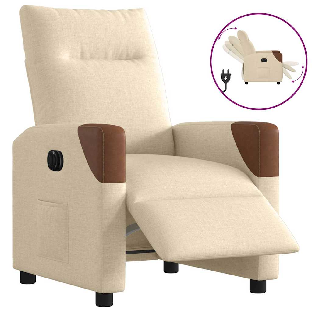 Vetonek Sillón reclinable eléctrico de tela crema