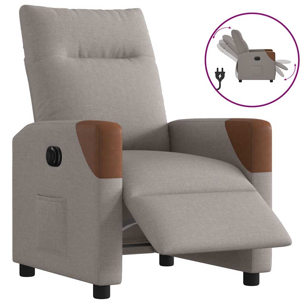 Vetonek Sillón reclinable eléctrico tela gris taupé