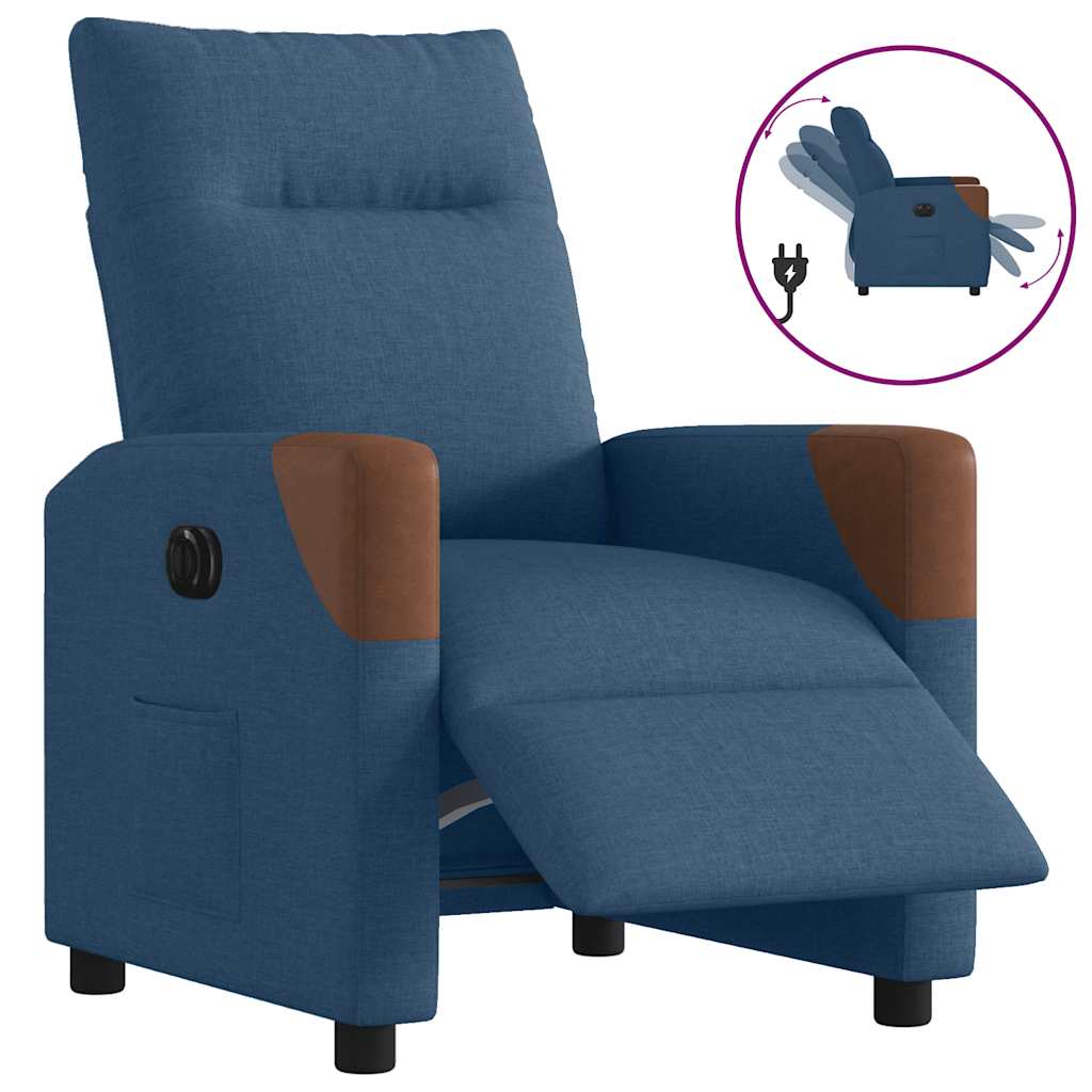 Vetonek Sillón reclinable eléctrico tela azul