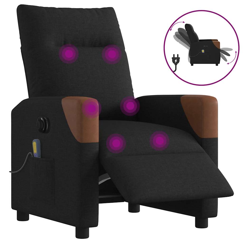 Vetonek Sillón reclinable de masaje eléctrico tela negro