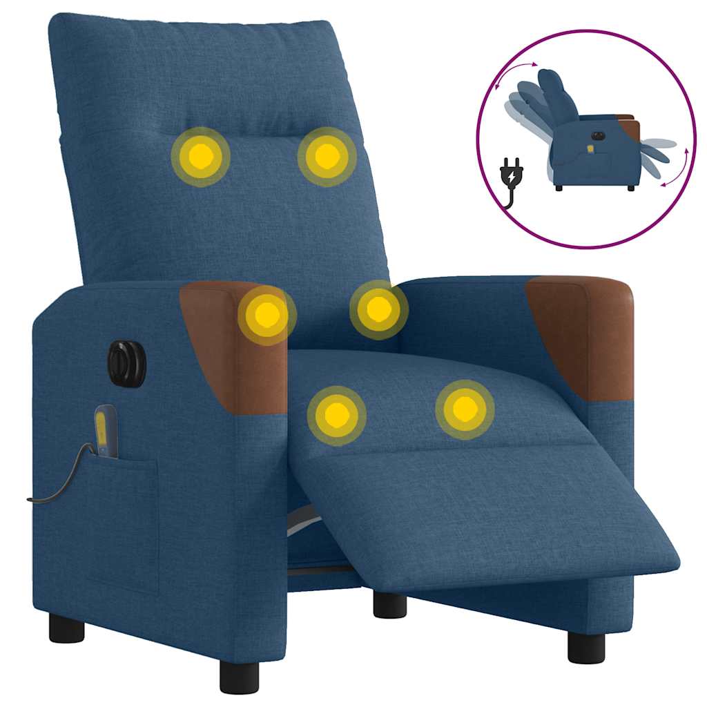 Vetonek Sillón reclinable de masaje eléctrico tela azul