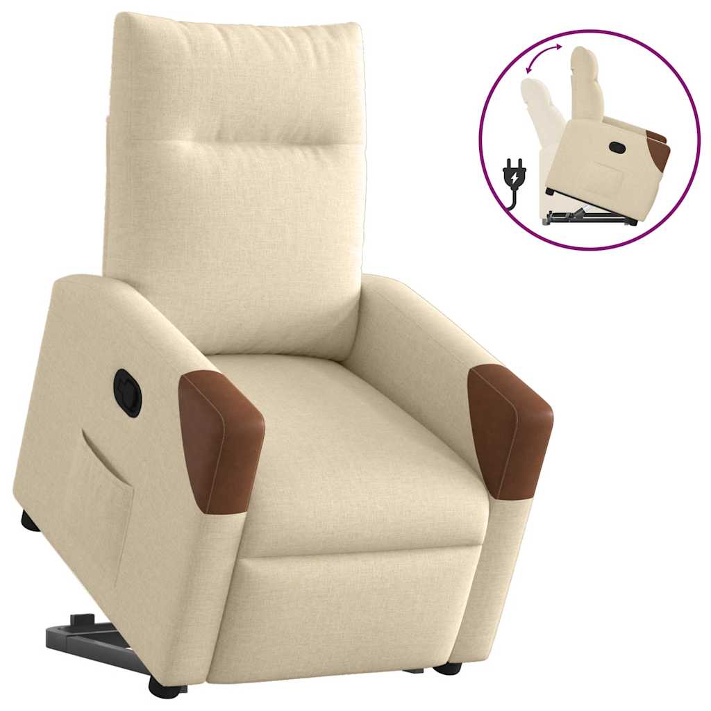 Vetonek Sillón reclinable elevable de tela color crema