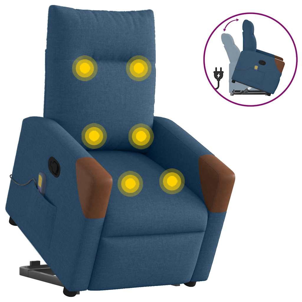 Vetonek Sillón reclinable de masaje elevable tela azul