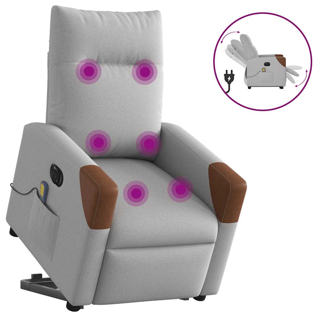 Vetonek Sillón de masaje eléctrico reclinable elevable tela gris nube