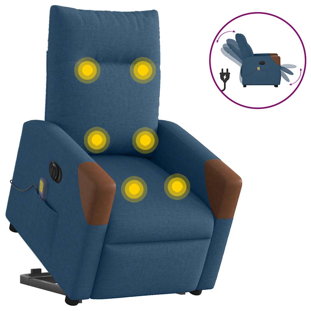 Vetonek Sillón de masaje eléctrico reclinable elevable de tela azul