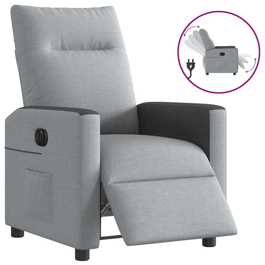 Vetonek Sillón reclinable eléctrico tela gris claro