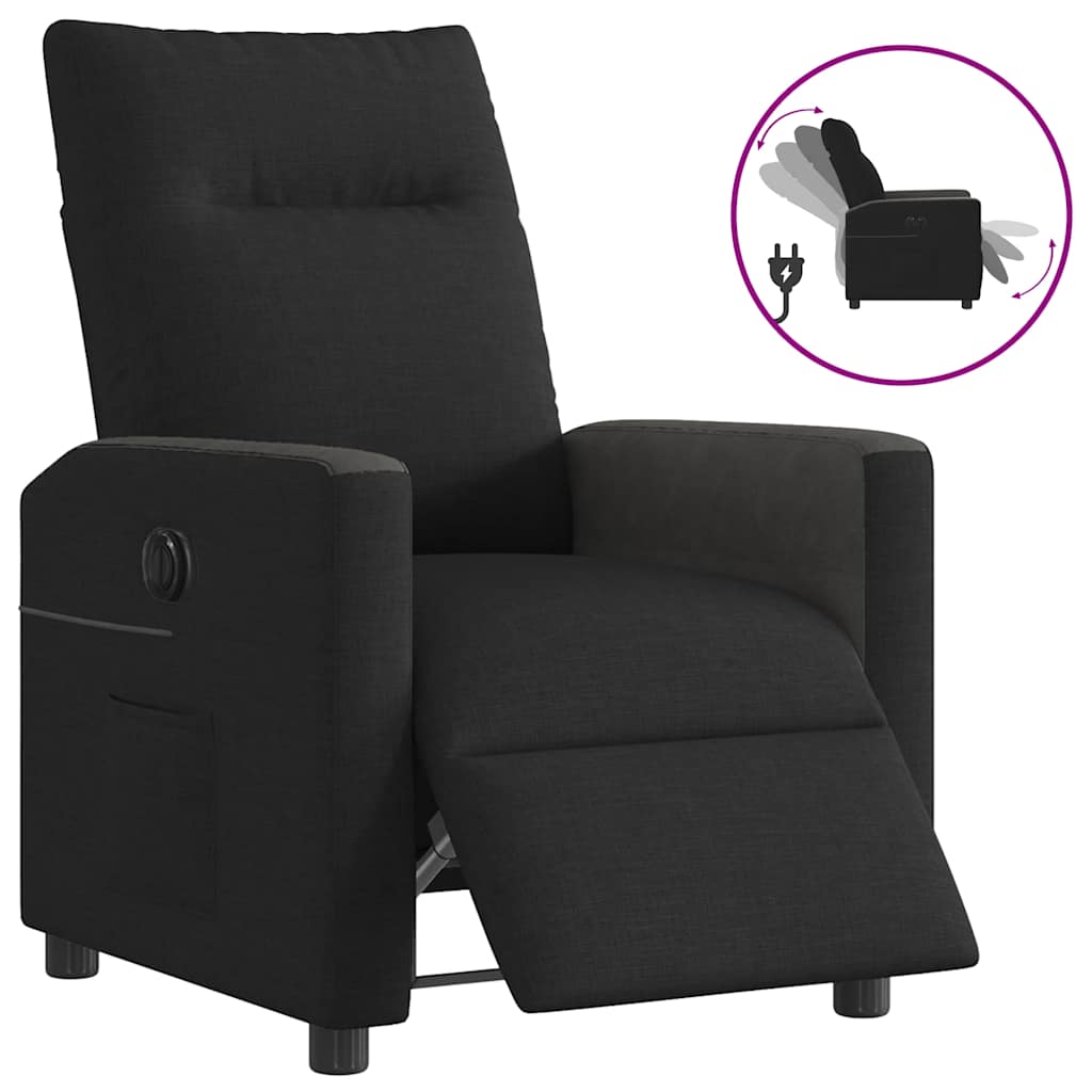 Vetonek Sillón reclinable eléctrico de tela negro