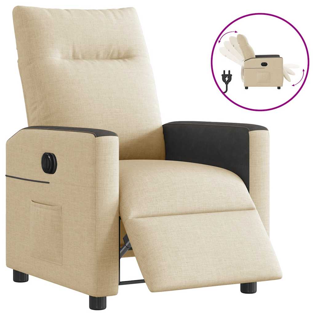 Vetonek Sillón reclinable eléctrico de tela crema