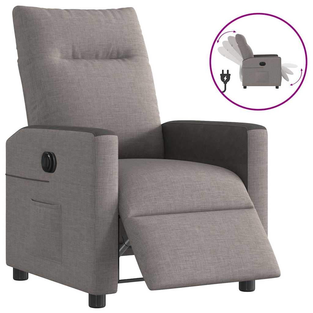 Vetonek Sillón reclinable eléctrico tela gris taupé