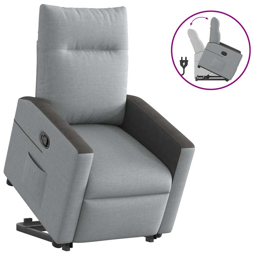 Vetonek Sillón reclinable elevable de tela gris claro