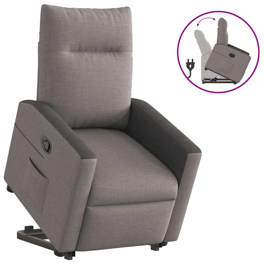 Vetonek Sillón reclinable elevable tela gris taupe