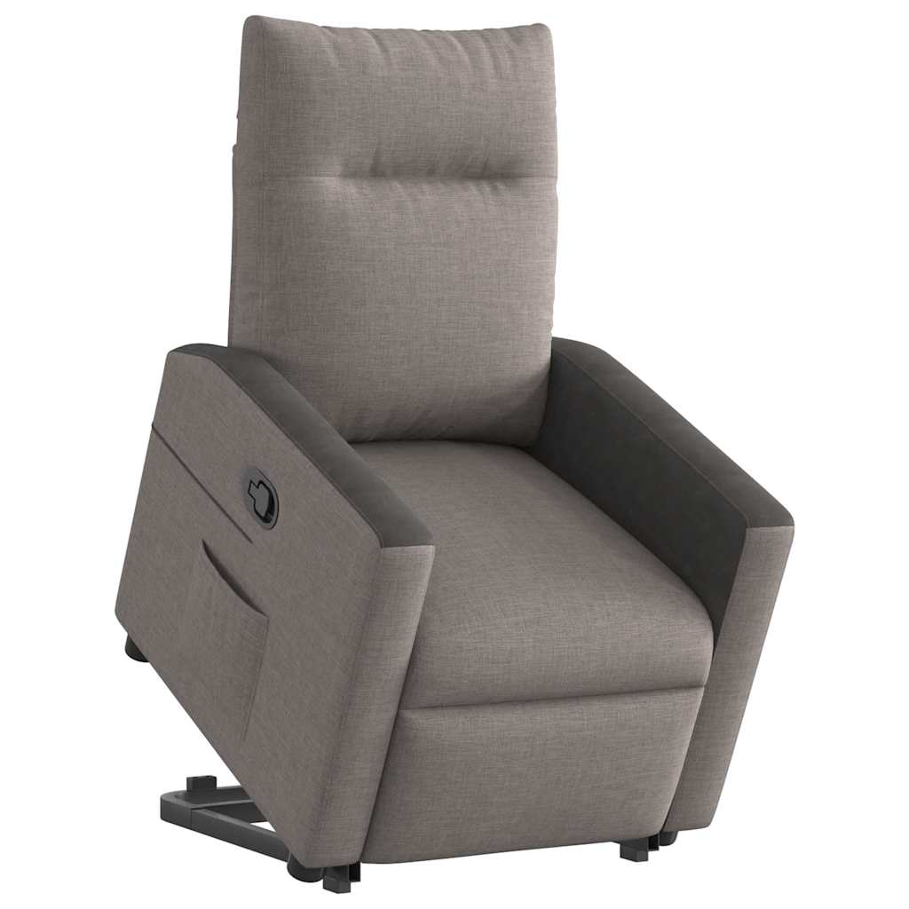 Sillón reclinable elevable tela gris taupe V4275 Vetonek