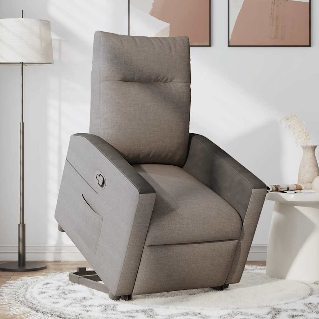 Sillón reclinable elevable tela gris taupe V4275 Vetonek