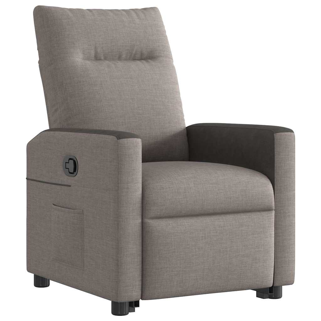 Sillón reclinable elevable tela gris taupe V4275 Vetonek