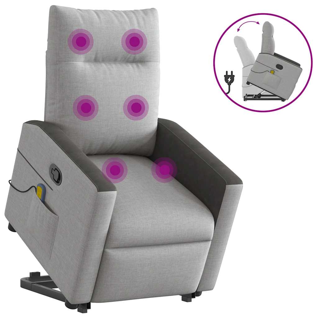 Vetonek Sillón de masaje reclinable de pie de tela gris nube