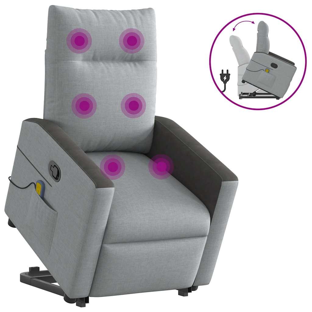 Vetonek Sillón de masaje reclinable de pie de tela gris claro