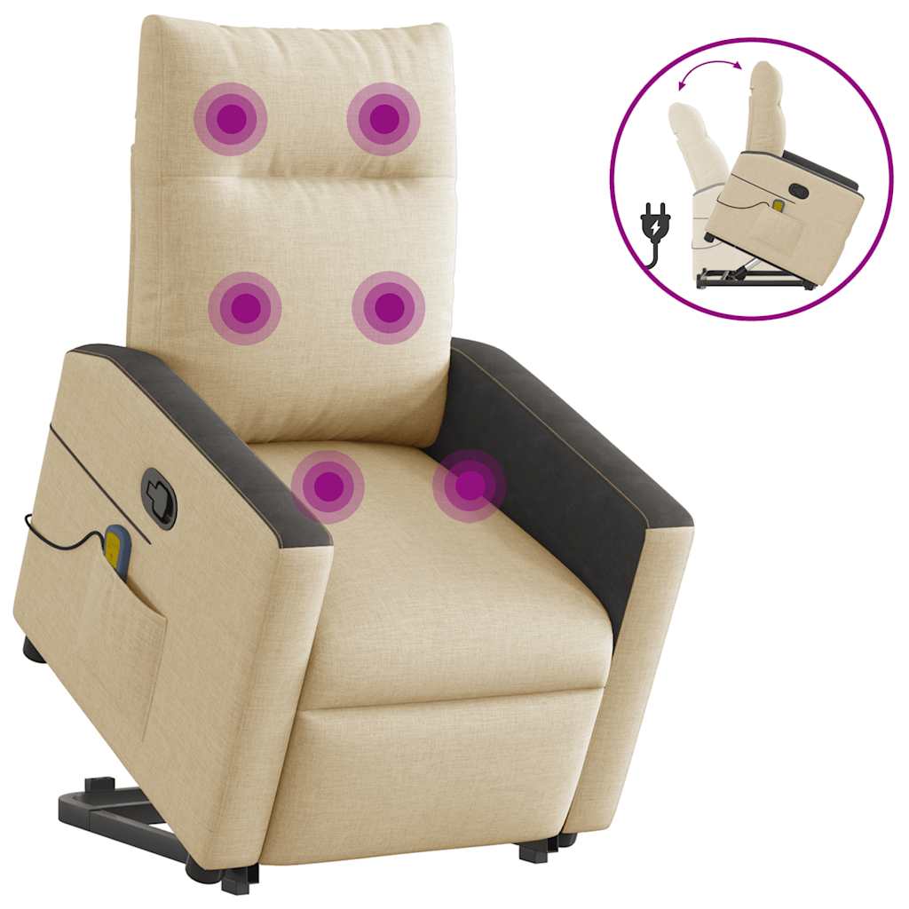 Vetonek Silla de masaje reclinable de pie de tela color crema