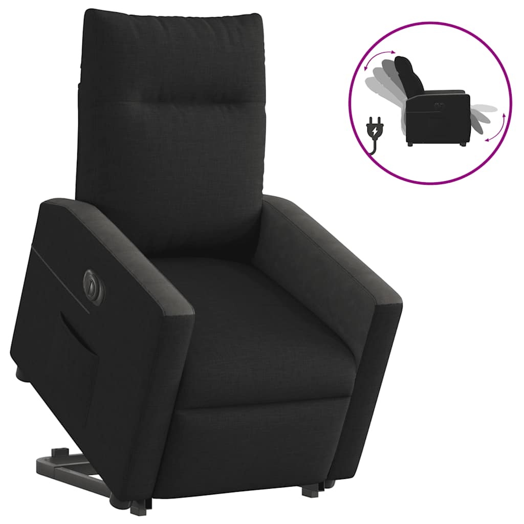 Vetonek Sillón eléctrico reclinable elevable de tela negro