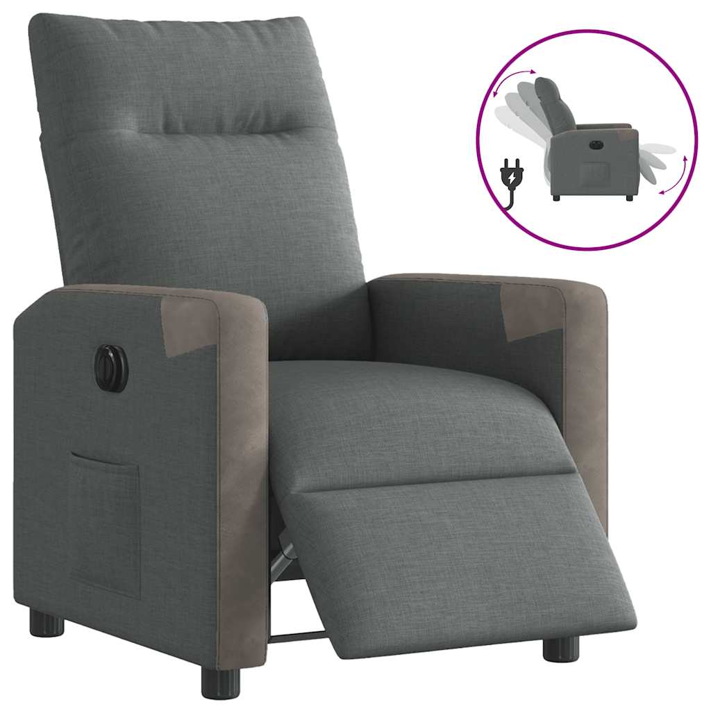 Vetonek Sillón reclinable eléctrico de tela gris oscuro