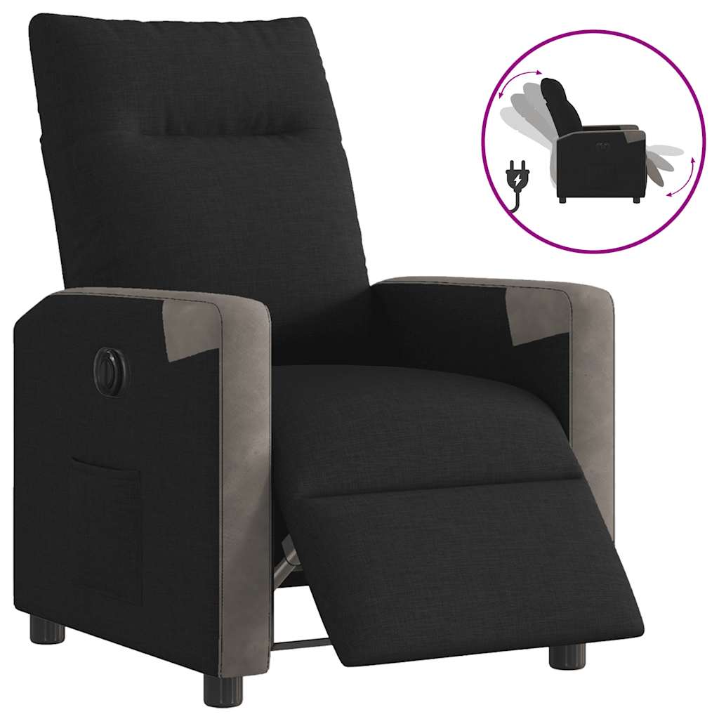 Vetonek Sillón reclinable eléctrico de tela negro