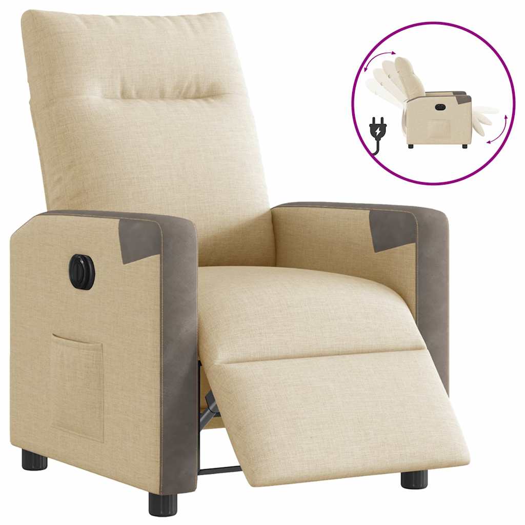 Vetonek Sillón reclinable eléctrico de tela crema