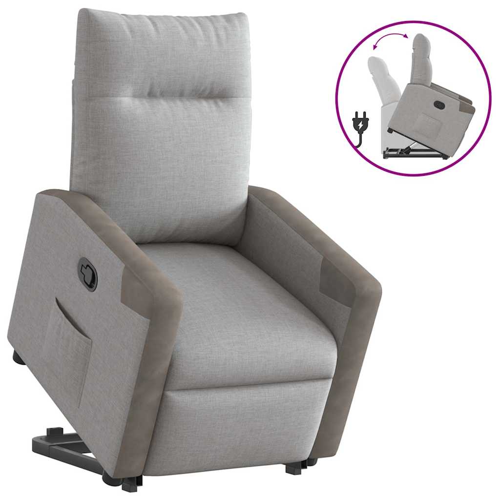 Vetonek Sillón reclinable elevable de tela gris nube