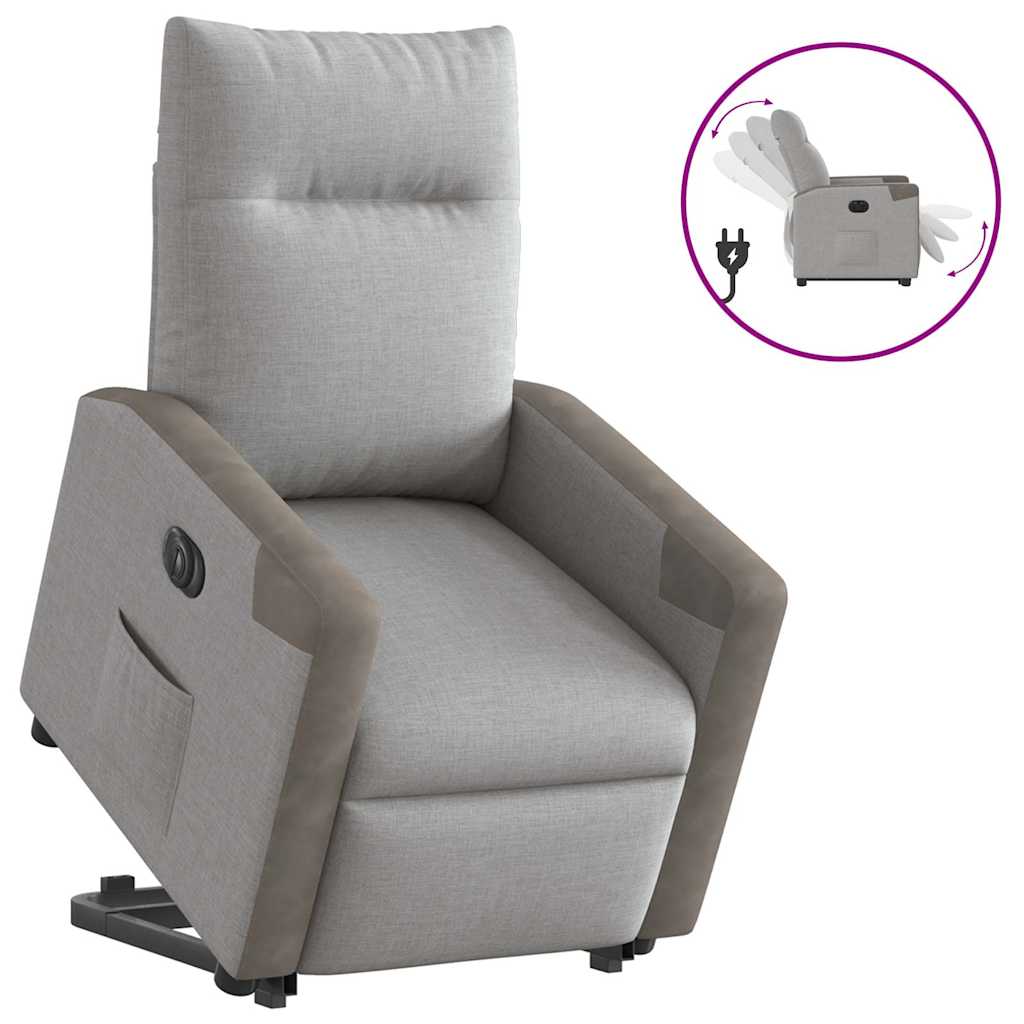 Vetonek Sillón eléctrico reclinable elevable de tela gris nube